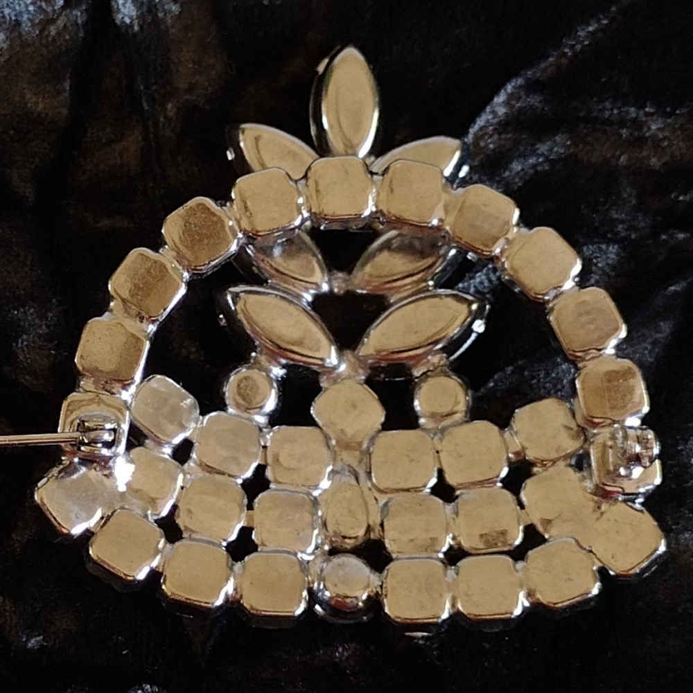 1950s Clear Rhinestone Brooch Large - Picture 7 of 13